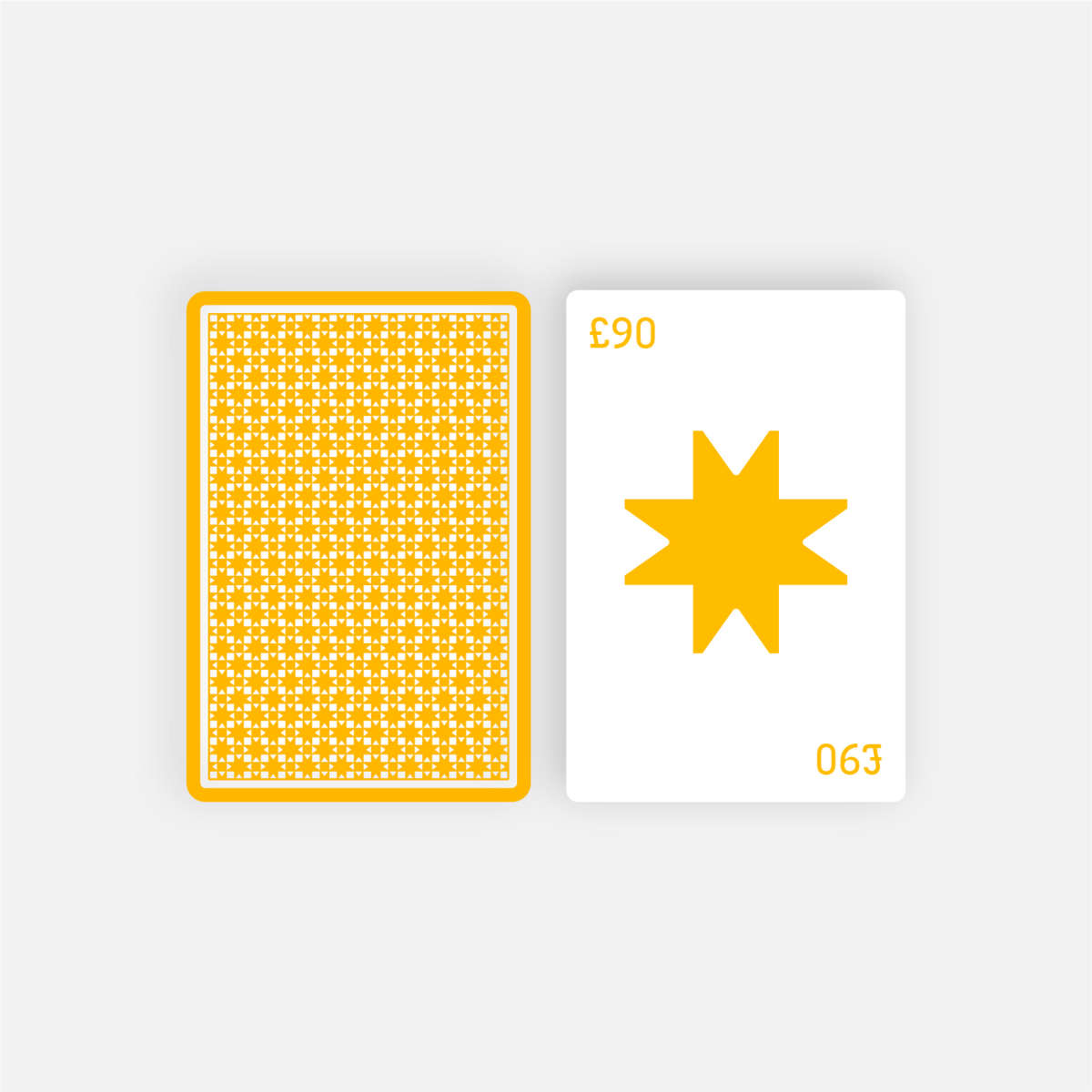 Digital Gift Card by MOTHER ✸ ROOT: one card face down, one with a yellow star and £90 redeemable gift, no. 063.